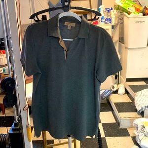 Mens dark gray Burberry polo shirt